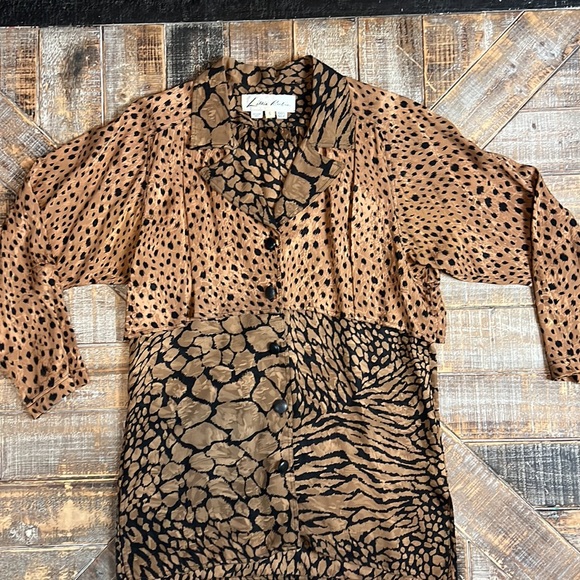 Vintage Lillie Rubin silk animal print top. Size 6. - Picture 2 of 8